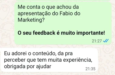 Depoimento: muita experiência, obrigada por ajudar
