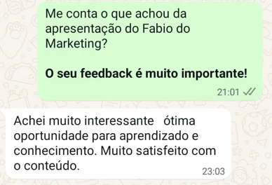 Depoimento: ótima oportunidade para aprendizado, muito satisfeito